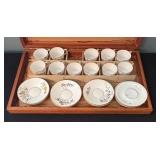 Vintage AK Porcelain Demitasse Cups and Saucers with Floral Designs