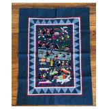Handmade Hmong Needlepoint Tapestry with Village Scene