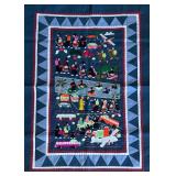 Handmade Hmong Needlepoint Tapestry with Village Scene