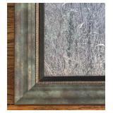 Framed Nature Print with Bare Trees and Pale Pink Blossoms