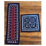 Set of 2 Vintage Ethnic Handcrafted Tapestries Geometric Motifs