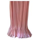 Vintage Pink Dress with Puff Sleeves and Ruffle Hem