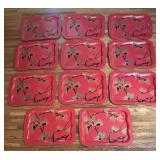Set of 12 Vintage Metal Trays with Pinecone Design