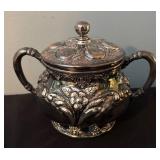 Vintage Silver Plated Coffee Service Set with Tray, Sugar, and Creamer