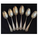 Set of 6 Sterling Silver Spoons with Ornate Floral Pattern