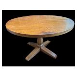 Vintage Round Wood Pedestal Dining Table