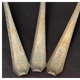 Set of 3 Sterling Silver Serving Spoons with Ornate Handles
