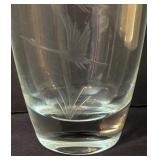 Vintage Etched Crystal Vase with Crane Motif