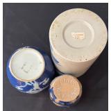 Set of 3 Decorative Blue Ceramic and Porcelain Vases Assorted Designs
