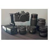 Pentax ME Film Camera with Lenses, Vivitar Flash and More