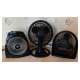 Set of 3 Tabletop Fans by Honeywell and Vornado