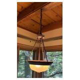 Bronze Chain Pendant Light Fixture with Frosted Glass Bowl
