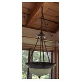 Bronze Chain Pendant Light Fixture with Frosted Glass Bowl