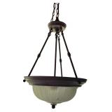 Bronze Chain Pendant Light Fixture with Frosted Glass Bowl
