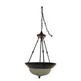 Bronze Chain Pendant Light Fixture with Frosted Glass Bowl