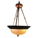 Bronze Chain Pendant Light Fixture with Frosted Glass Bowl