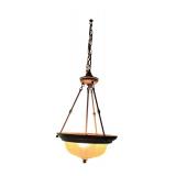 Bronze Chain Pendant Light Fixture with Frosted Glass Bowl