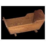 Vintage Wooden Cradle with Rocking Base