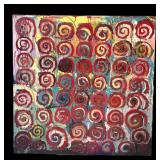 Large Abstract Spiral Acrylic Painting on Canvas