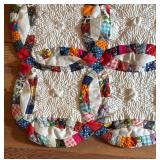 Vintage Hand-Quilted Double Wedding Ring Tapestry