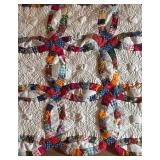 Vintage Hand-Quilted Double Wedding Ring Tapestry