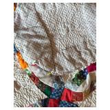 Vintage Hand-Quilted Double Wedding Ring Tapestry