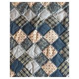 Vintage Blue and Tan Patchwork Quilt
