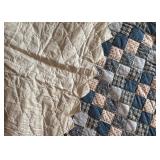 Vintage Blue and Tan Patchwork Quilt