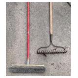 Set of 4 Garden Tools: Leaf Rake, Snow Shovel, Push Broom, and Garden Rake