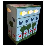 Hand Painted Vintage Dresser with Floral and Bird Motif