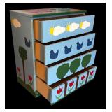 Hand Painted Vintage Dresser with Floral and Bird Motif