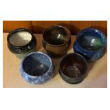 Set of 5 Mary Anderson Handcrafted Pottery Bowls