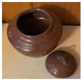 Set of 3 Handmade Stoneware Pottery Pieces with Lids and Pitcher