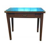 Vintage Wooden Desk with Green Writing Surface