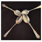 Set of 4 Sterling Silver Spoons with Ornate Patterns