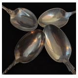 Set of 4 Sterling Silver Spoons with Ornate Patterns