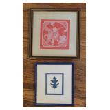 Set of Two Prints Floral and Leaf Design