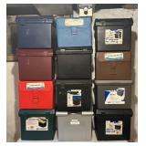 Set of 12 Plastic File Storage Boxes Assorted Colors