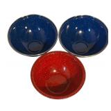 Vintage Enamel Plates, Bowls, and Mugs