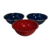 Vintage Enamel Plates, Bowls, and Mugs