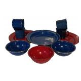 Vintage Enamel Plates, Bowls, and Mugs