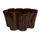 Vintage Pottery Bowl with Wavy Floral Edge