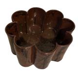 Vintage Pottery Bowl with Wavy Floral Edge