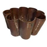 Vintage Pottery Bowl with Wavy Floral Edge