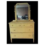 Vintage Wooden Dresser with Mirror