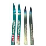 Set of 2 Vintage Rossignol Cross Country Skis with Poles