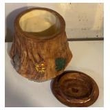 Vintage Squirrel and Tree Stump Ceramic Cookie Jar