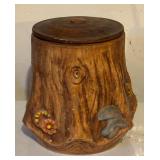 Vintage Squirrel and Tree Stump Ceramic Cookie Jar
