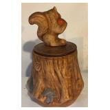 Vintage Squirrel and Tree Stump Ceramic Cookie Jar