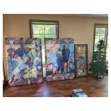2 Large Tennis Canvases 1 Glass framed portrait & a 6ft Christmas Tree 2 Large Tennis Canvases 1 Glass framed portrait & a 6ft Christmas Tree